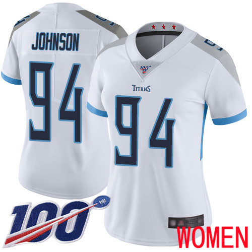 Tennessee Titans Limited White Women Austin Johnson Road Jersey NFL Football #94 100th Season Vapor Untouchable->women nfl jersey->Women Jersey